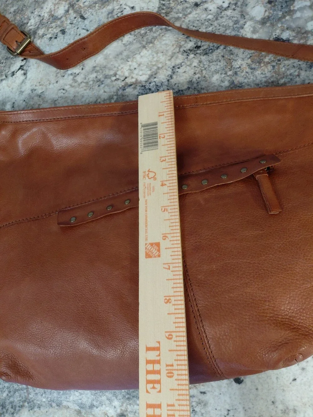 Ashwood Stud-Accent Leather Hobo Bag in Cognac Brown